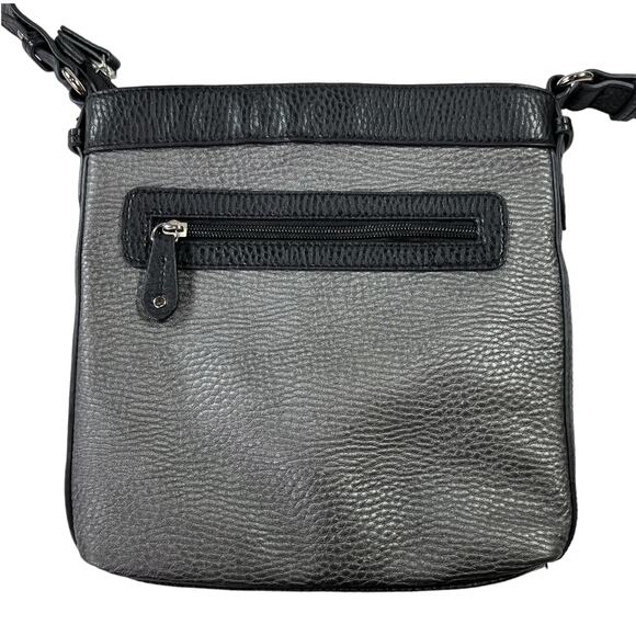 Chaps Crossbody Shoulder Bag Adjustable Strap Black & Gray - Picture 4 of 11